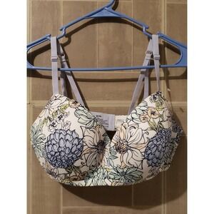 Kindly Yours Bra Size 36D Floral Print White Multi Color New Without Tags